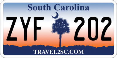 SC license plate ZYF202