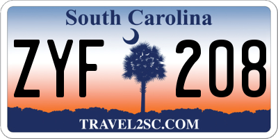 SC license plate ZYF208