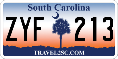SC license plate ZYF213