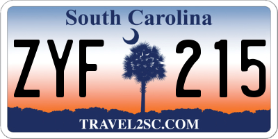 SC license plate ZYF215