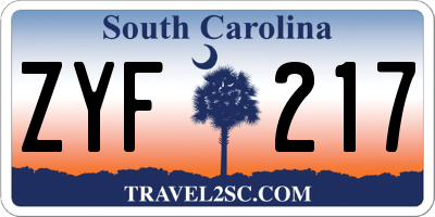 SC license plate ZYF217
