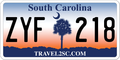 SC license plate ZYF218