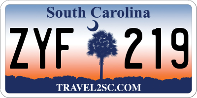 SC license plate ZYF219