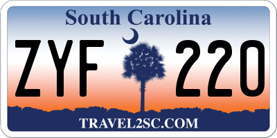 SC license plate ZYF220