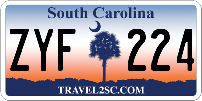 SC license plate ZYF224