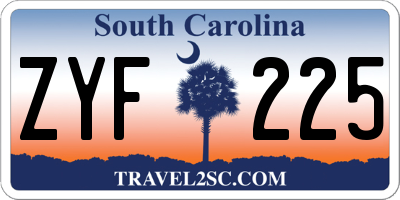SC license plate ZYF225