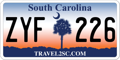 SC license plate ZYF226