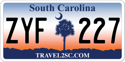 SC license plate ZYF227