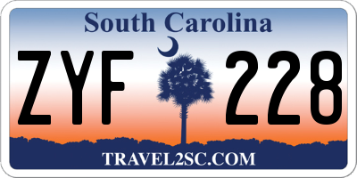 SC license plate ZYF228