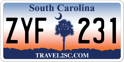 SC license plate ZYF231