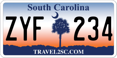 SC license plate ZYF234