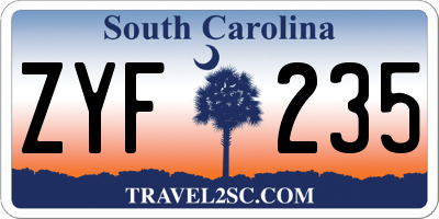 SC license plate ZYF235