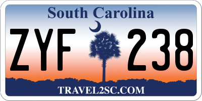 SC license plate ZYF238