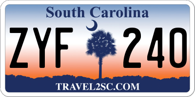 SC license plate ZYF240