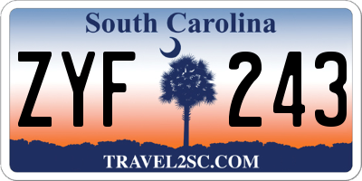 SC license plate ZYF243