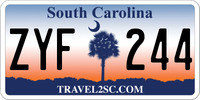 SC license plate ZYF244