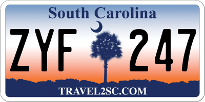 SC license plate ZYF247