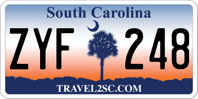 SC license plate ZYF248