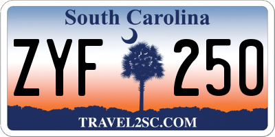 SC license plate ZYF250