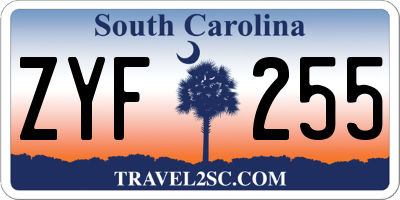 SC license plate ZYF255