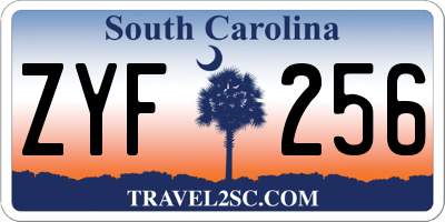 SC license plate ZYF256