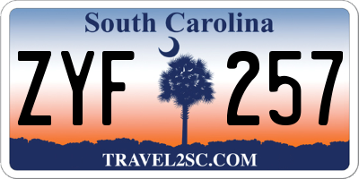 SC license plate ZYF257
