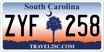 SC license plate ZYF258