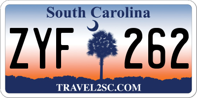 SC license plate ZYF262