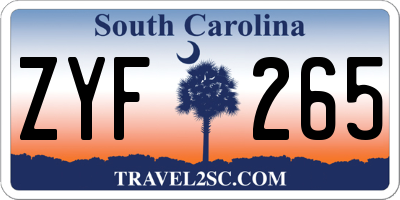 SC license plate ZYF265
