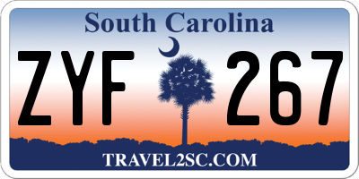 SC license plate ZYF267
