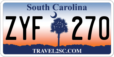 SC license plate ZYF270