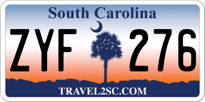 SC license plate ZYF276