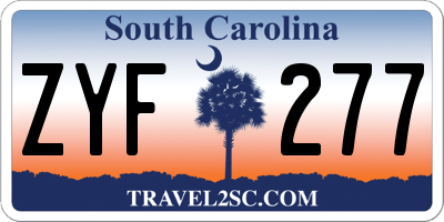 SC license plate ZYF277