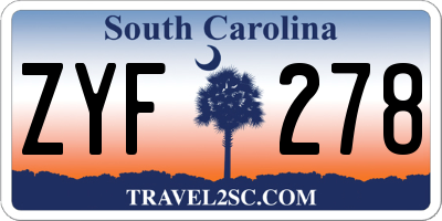 SC license plate ZYF278