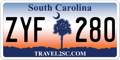 SC license plate ZYF280