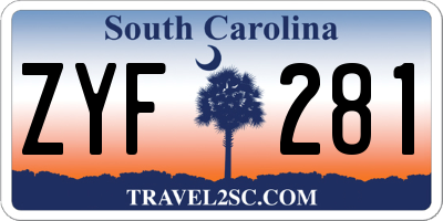 SC license plate ZYF281