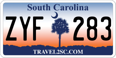 SC license plate ZYF283