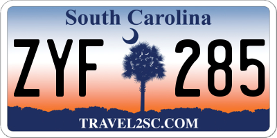 SC license plate ZYF285