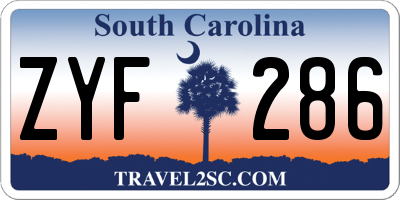 SC license plate ZYF286
