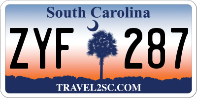 SC license plate ZYF287