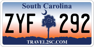 SC license plate ZYF292