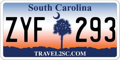 SC license plate ZYF293