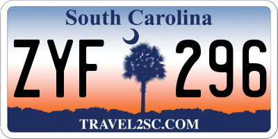 SC license plate ZYF296