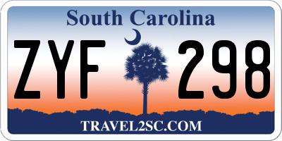 SC license plate ZYF298