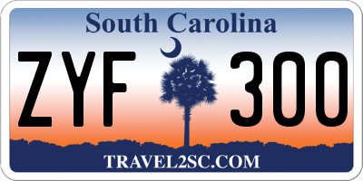 SC license plate ZYF300