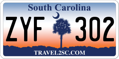 SC license plate ZYF302