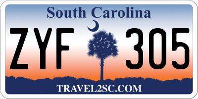 SC license plate ZYF305