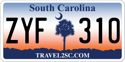 SC license plate ZYF310