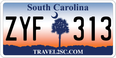 SC license plate ZYF313