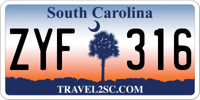 SC license plate ZYF316